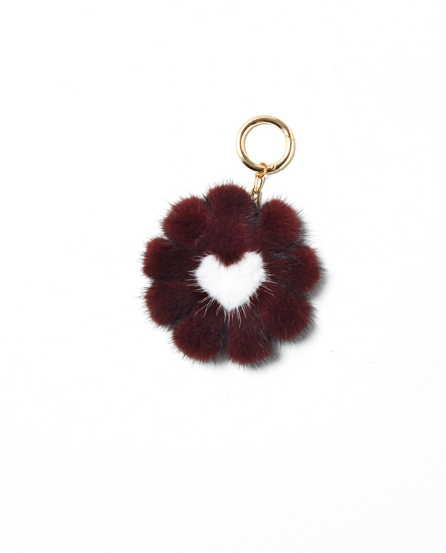 Small Mink Fur Flower Keychain