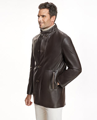 Chaqueta reversible de piel y nailon para hombre