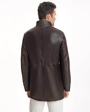 Chaqueta reversible de piel y nailon para hombre