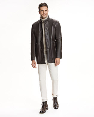 Men's Reversible Leather & Nylon Jacket