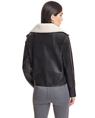Chaqueta de cuero de lana de cordero de napa