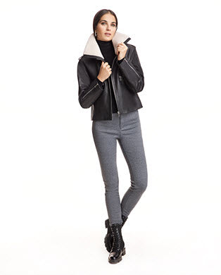 Chaqueta de cuero de lana de cordero de napa