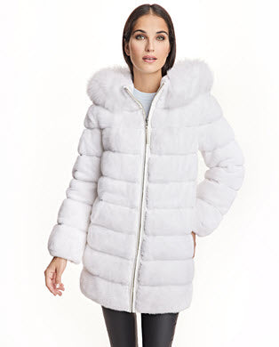Reversible Mink Down Filled Coat With Fox Hood