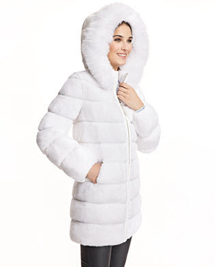 Reversible Mink Down Filled Coat With Fox Hood