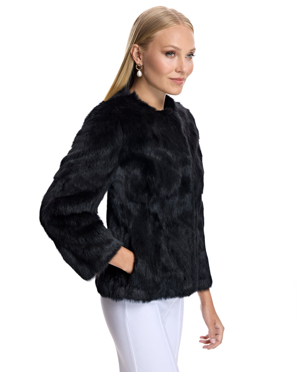 Buy Collarless Rabbit Jacket Online | Maximilian