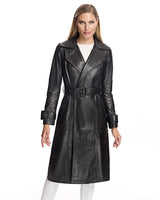 Gabardina de cuero con cinturón