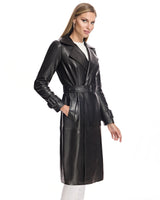 Gabardina de cuero con cinturón