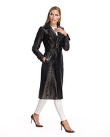 Gabardina de cuero con cinturón